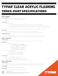 Download TYPAR Clear Acrylic Flashing 3-Part Specification